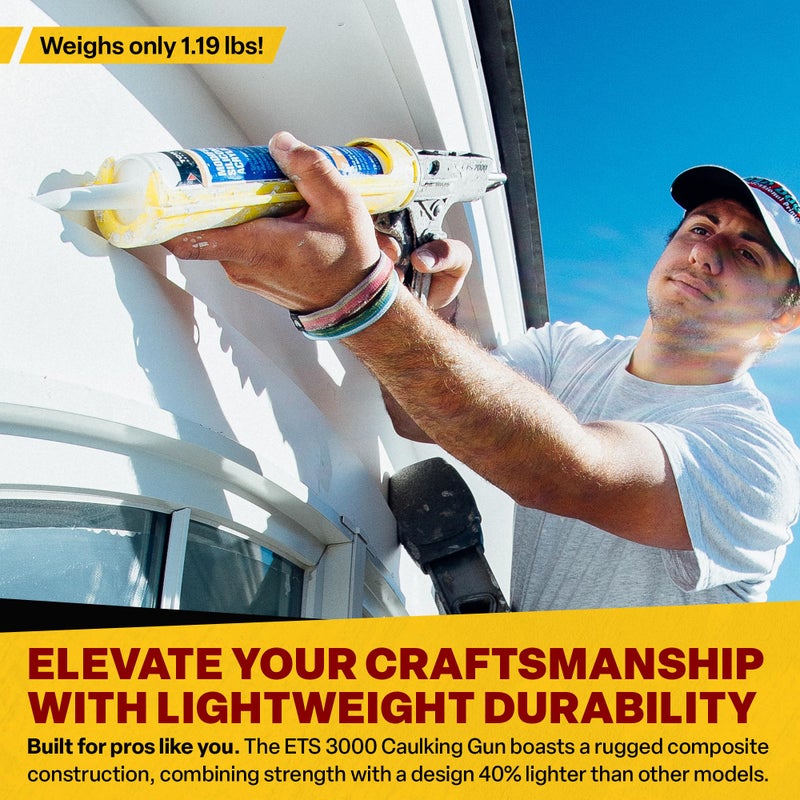 Dripless Brand ETS3000 Composite Caulk Gun for gunning 10oz / 300ml Sealant or Adhesive Cartridges - 18:1 Thrust Ratio - Unibody Revolving Cradle - Optional Drip/Dripless switch - ProBuilder Grade - Image 4